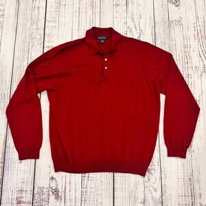 Brooks Brothers Merino Wool Polo Sweater XL Rust Red Italian Merino